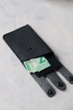 Load image into Gallery viewer, Leather Boot Wallet, Black, Open
