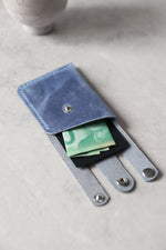 Load image into Gallery viewer, Leather Boot Wallet, Purple, Open
