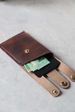 Load image into Gallery viewer, Leather Boot Wallet, Brown, Open
