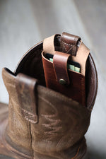 Load image into Gallery viewer, Leather Boot Wallet, Brown, In Boot
