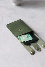 Load image into Gallery viewer, Leather Boot Wallet, Olive, Open
