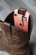 Load image into Gallery viewer, Leather Boot Wallet, Pink, In Boot
