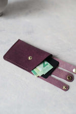 Load image into Gallery viewer, Leather Boot Wallet, Purple, Open

