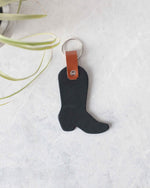 Load image into Gallery viewer, Cowboy boot keyring, Black, Front View
