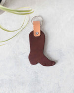 Load image into Gallery viewer, Cowboy boot keyring, Brown, Front View
