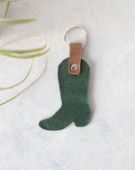 Load image into Gallery viewer, Cowboy boot keyring, Green, Back View
