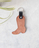 Load image into Gallery viewer, Cowboy boot keyring, Tan, Back View
