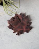 Load image into Gallery viewer, Leaf Leather Coasters, Brown, Top View
