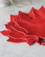 Load image into Gallery viewer, Leaf Leather Coasters, Red, Side View
