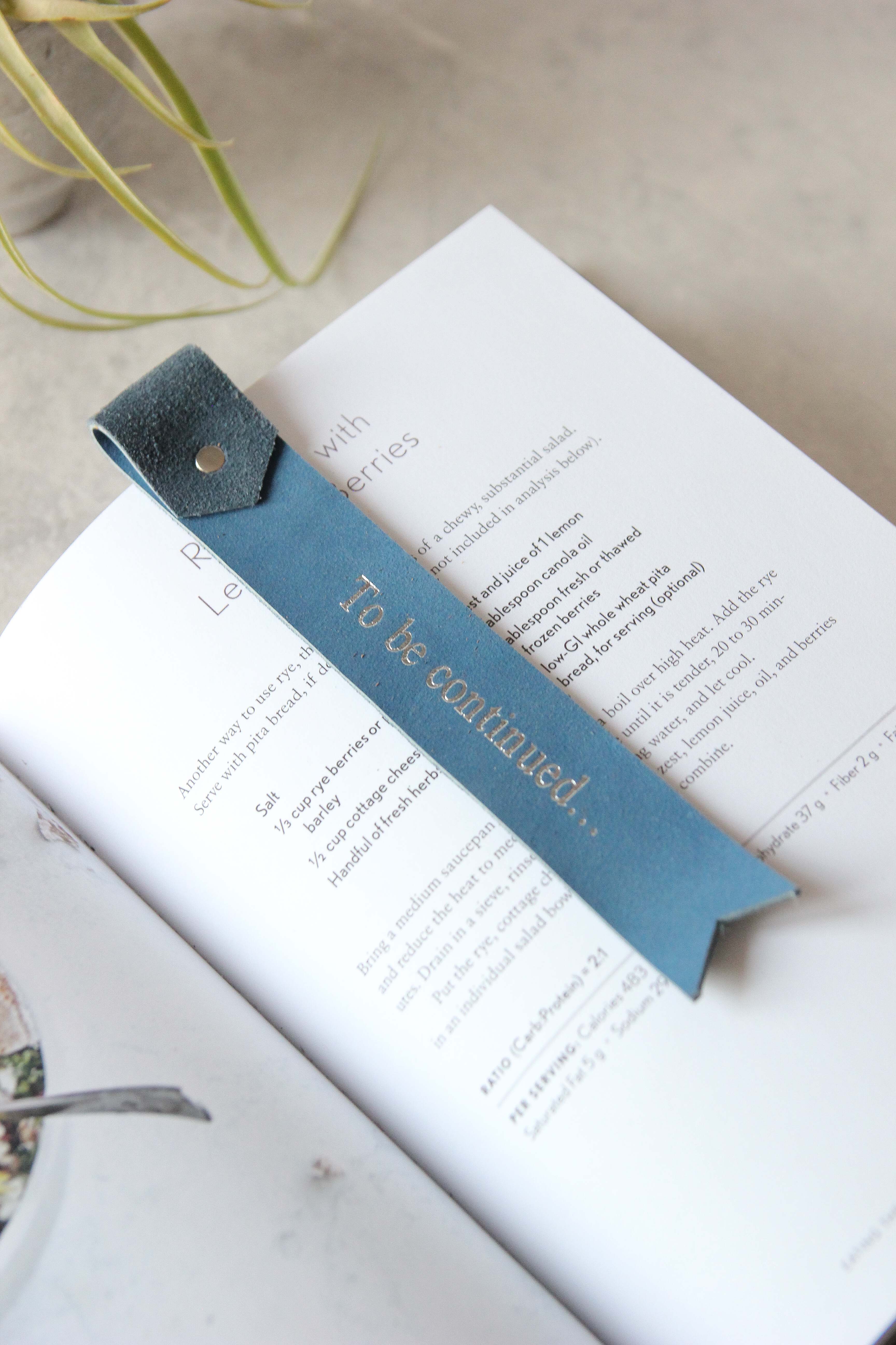 Leather Bookmarks, Blue