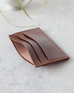 Load image into Gallery viewer, Leather Cardholder, 5 slots, Brown, Side view
