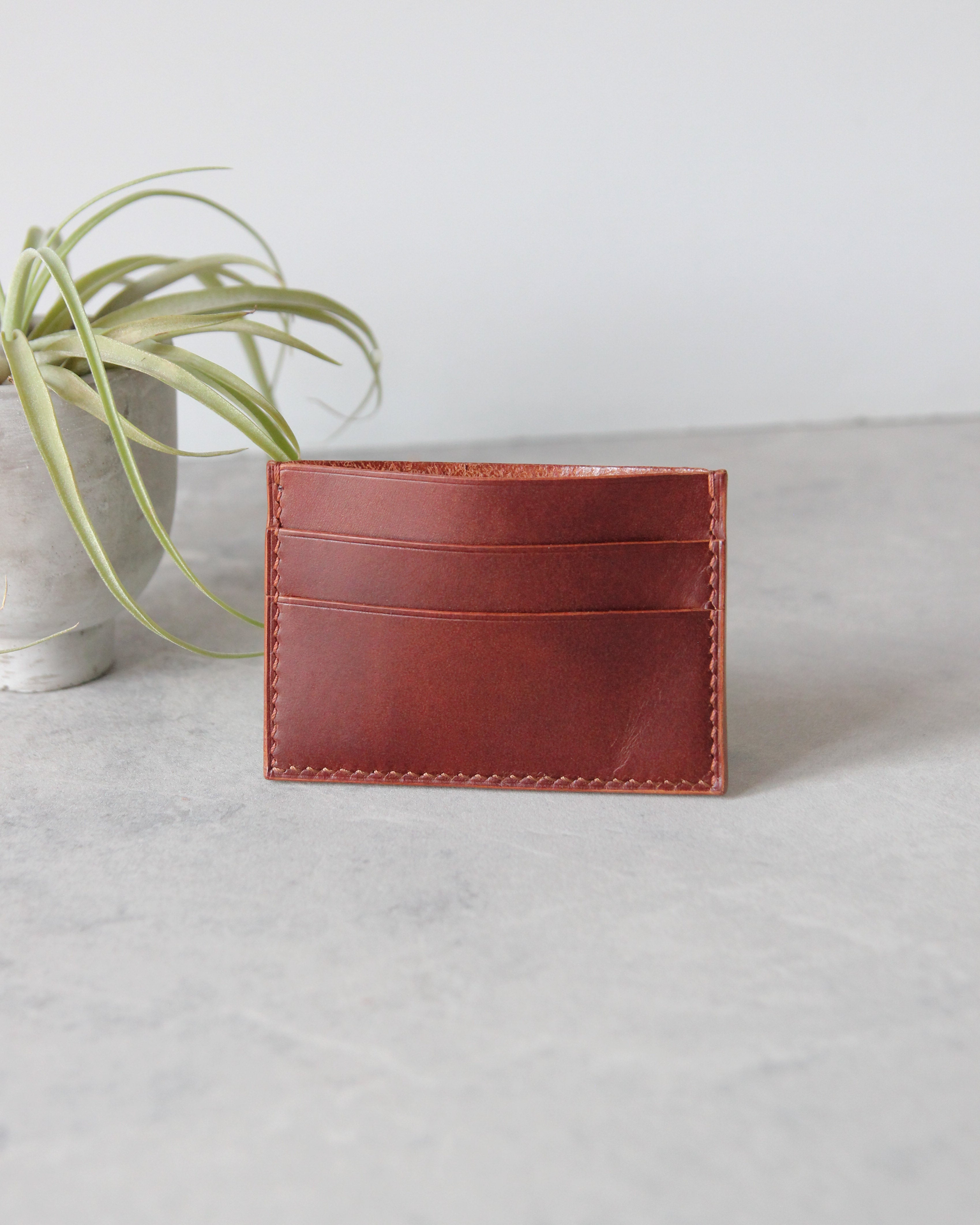 Leather Cardholder, 5 slots, Cognac, Front view