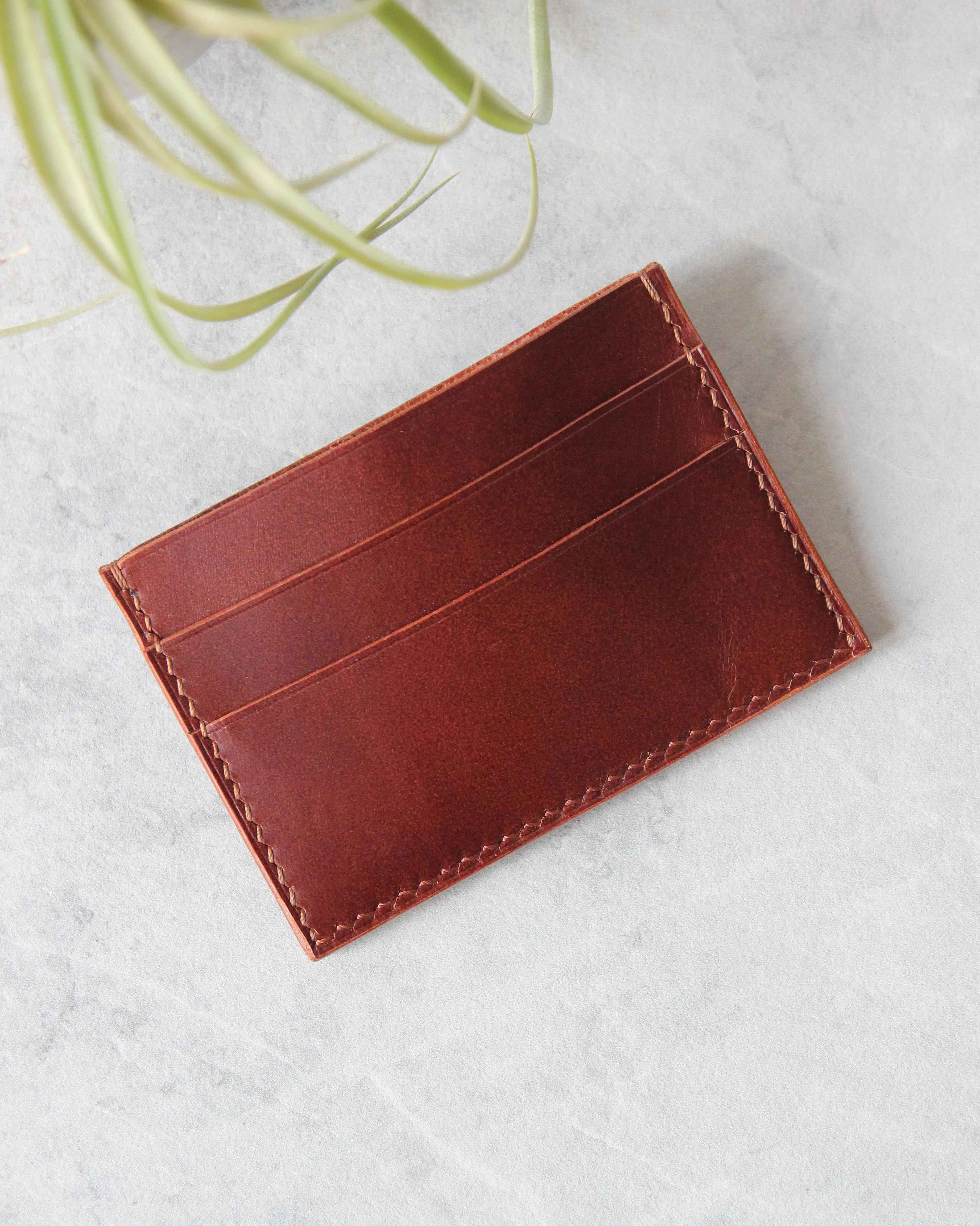 Leather Cardholder, 5 slots, Cognac, Top view