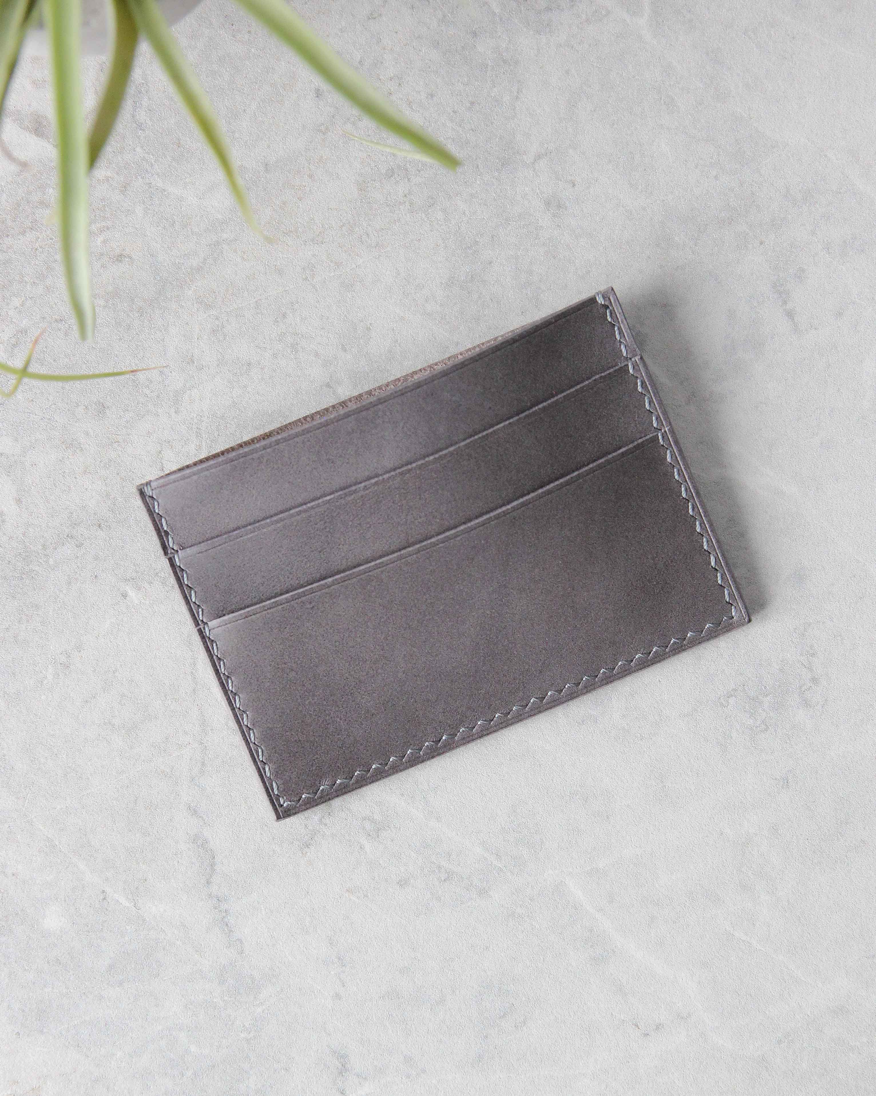 Leather Cardholder, 5 slots, Gray, Top view