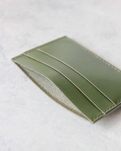 Leather Cardholder, 5 slots, Green, Side view