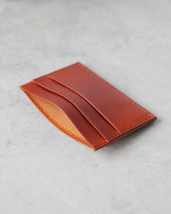 Leather Cardholder, 5 slots, Tan, Side view