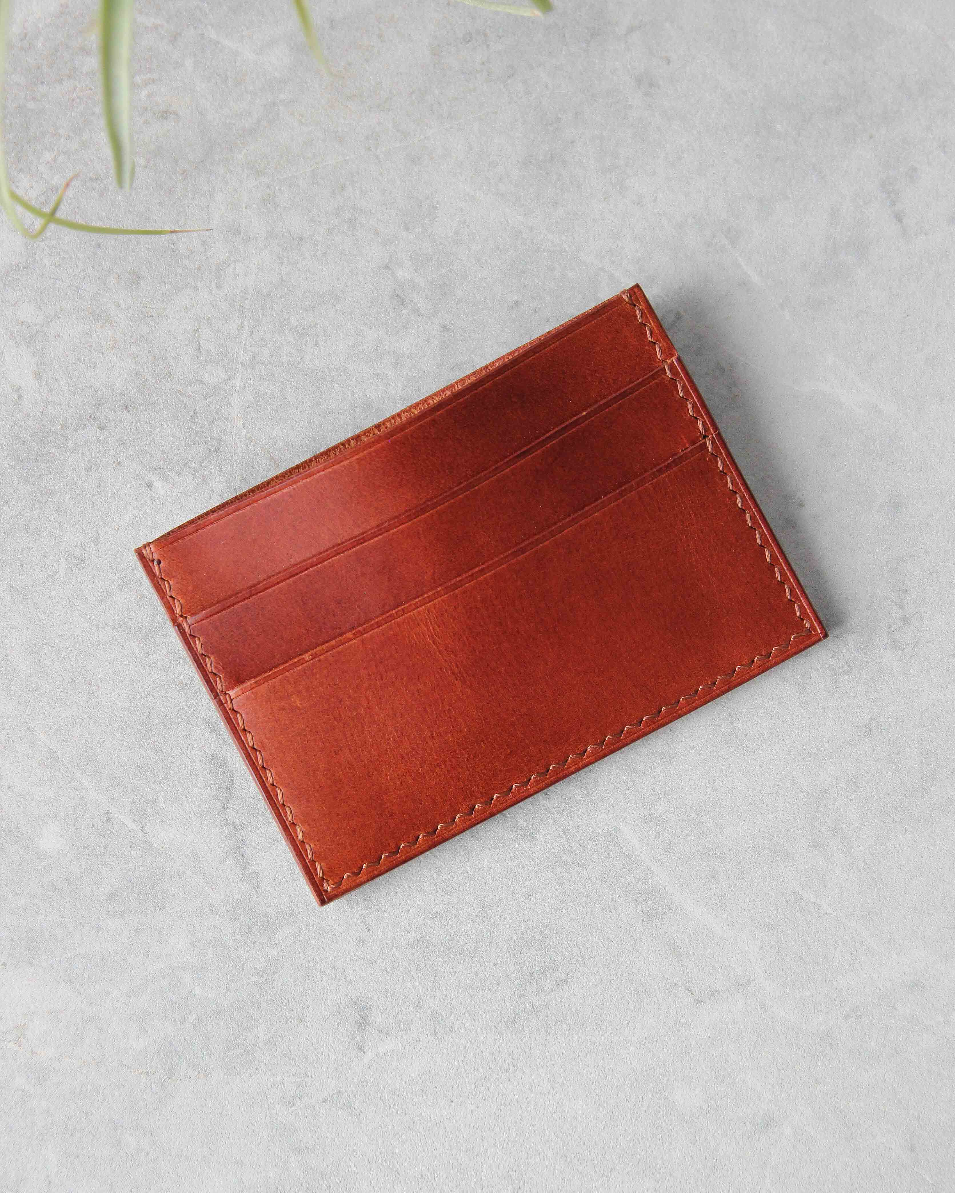 Leather Cardholder, 5 slots, Tan, Top view