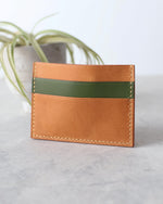Load image into Gallery viewer, Leather Cardholder, 5 slots, Whiskey+Green, Front view
