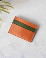 Load image into Gallery viewer, Leather Cardholder, 5 slots, Whiskey+Green, Top view

