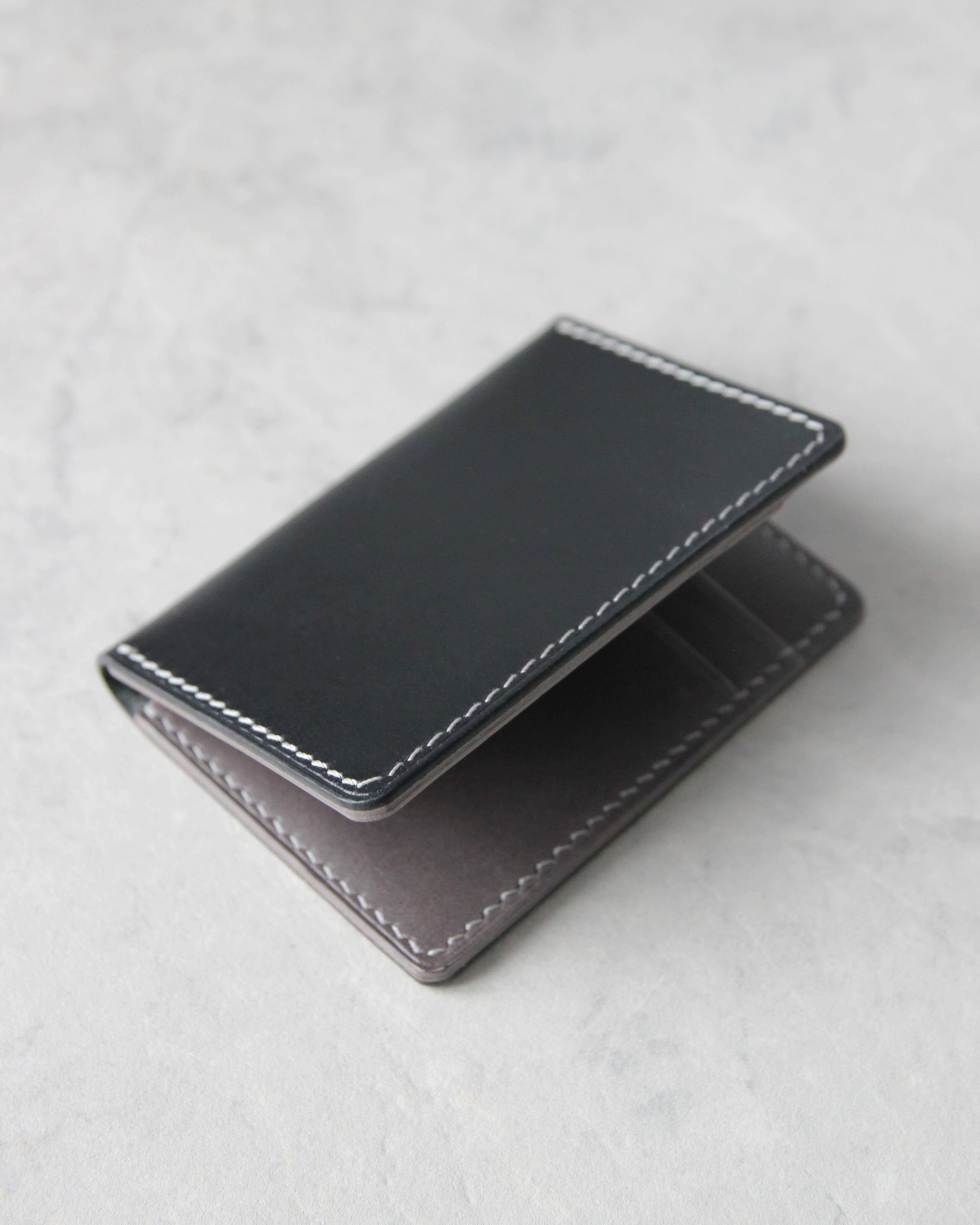 Leather Cardholder, 6 slots, Black and Gray, Outside