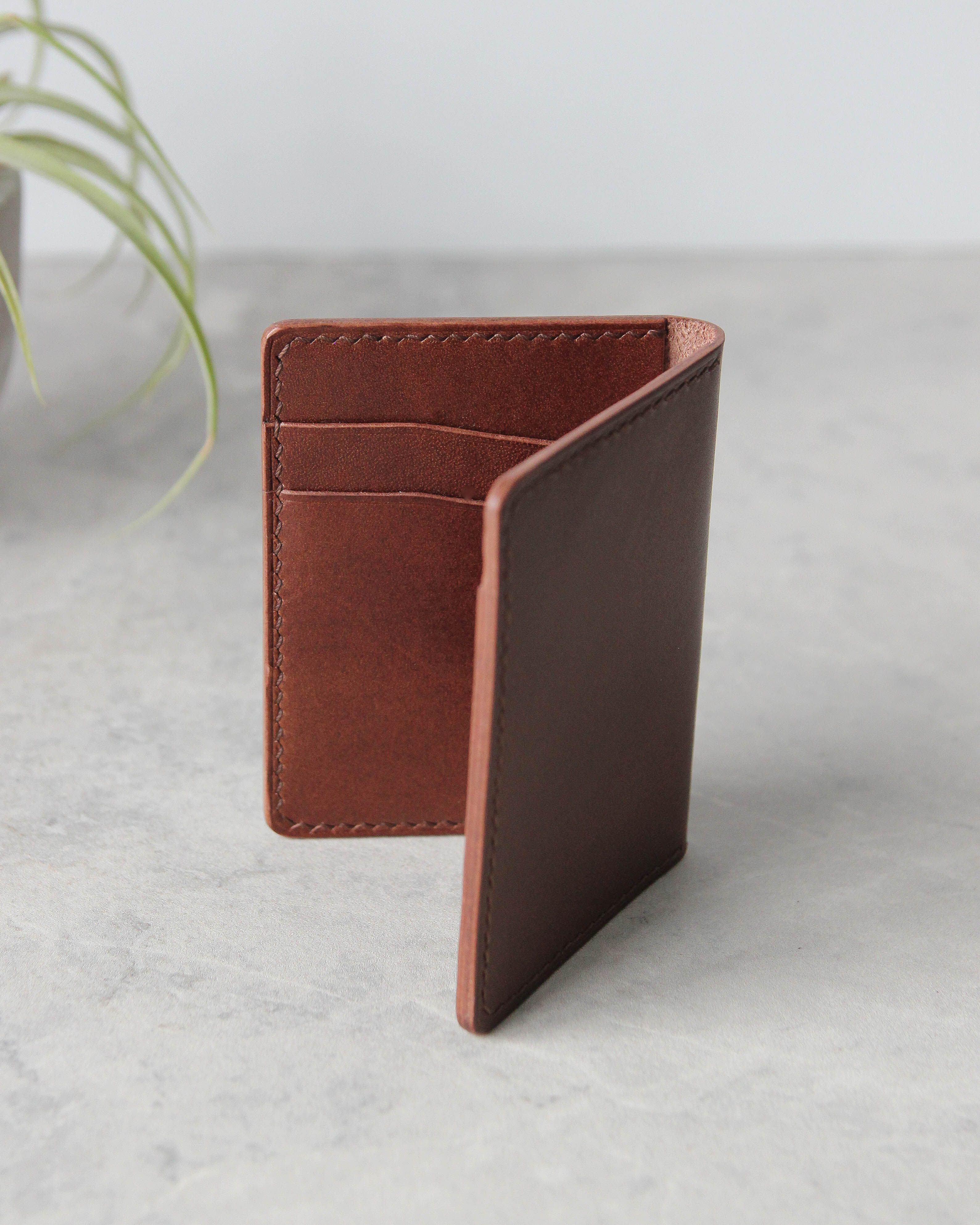 Leather Cardholder, 6 slots, Brown, Front View