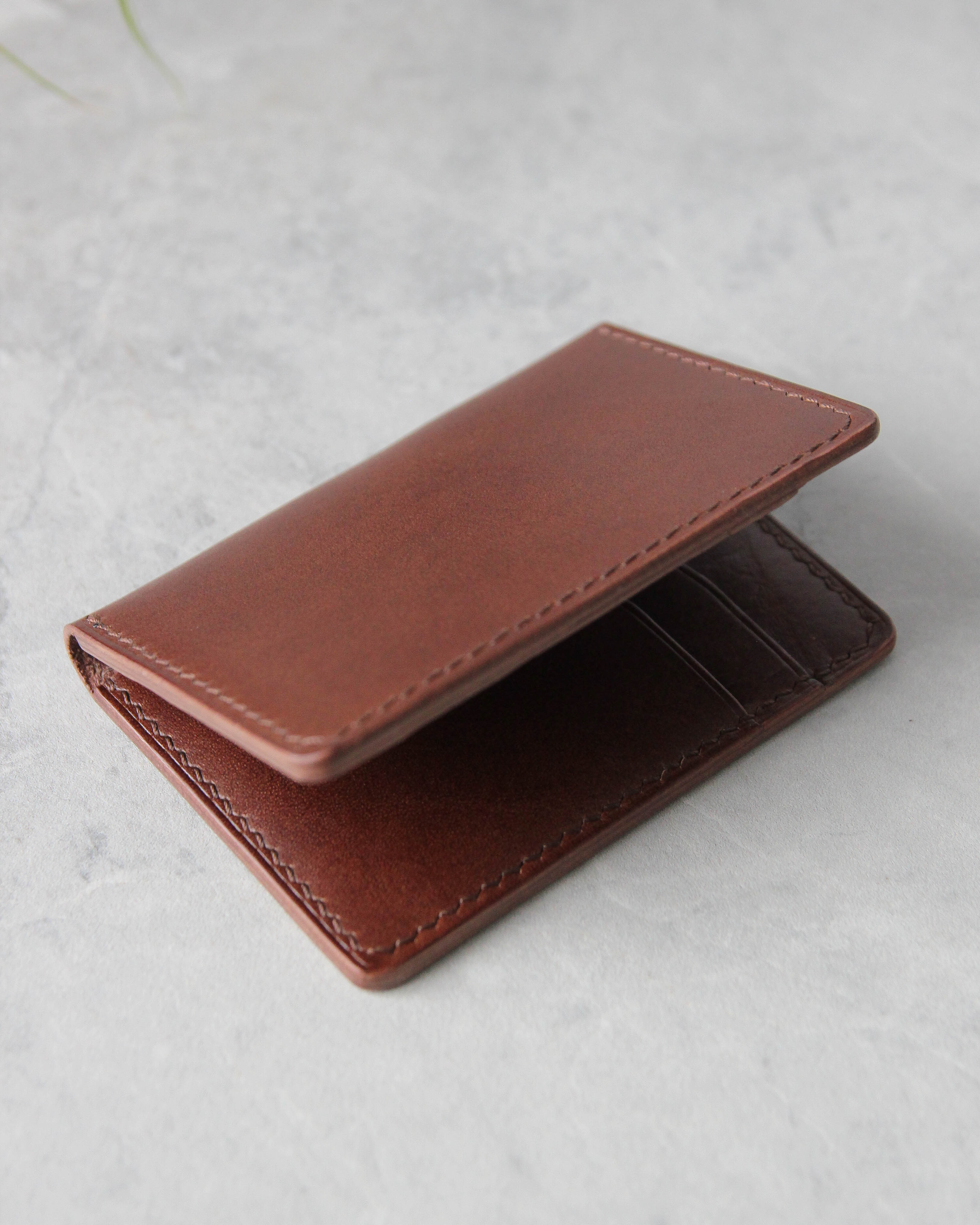 Leather Cardholder, 6 slots, Brown, Side View