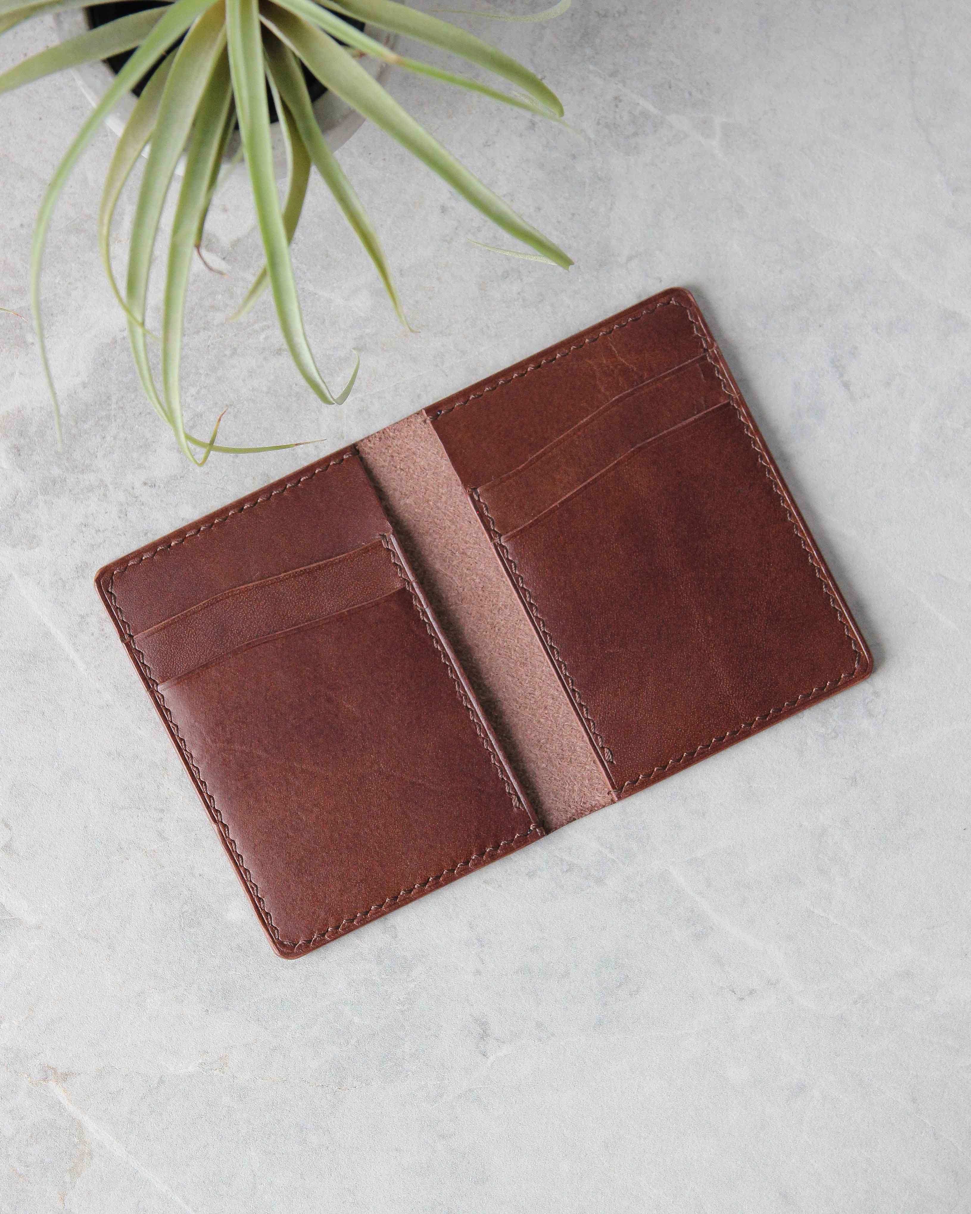 Leather Cardholder, 6 slots, Brown, Top View