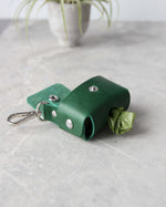 Charger l&#39;image dans la galerie, Leather Dog Poop Bag Dispenser, Green, Open view
