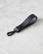 Load image into Gallery viewer, Leather Keyring, Black, Black Hardware
