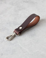 Load image into Gallery viewer, Leather Keyring, Brown, Silver Hardware
