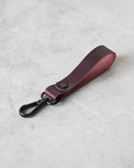 Load image into Gallery viewer, Leather Keyring, Purple, Black Hardware
