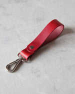 Charger l&#39;image dans la galerie, Leather Keyring, Red, Silver Hardware
