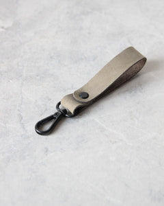 Leather Keyring, Sage Green, Black Hardware