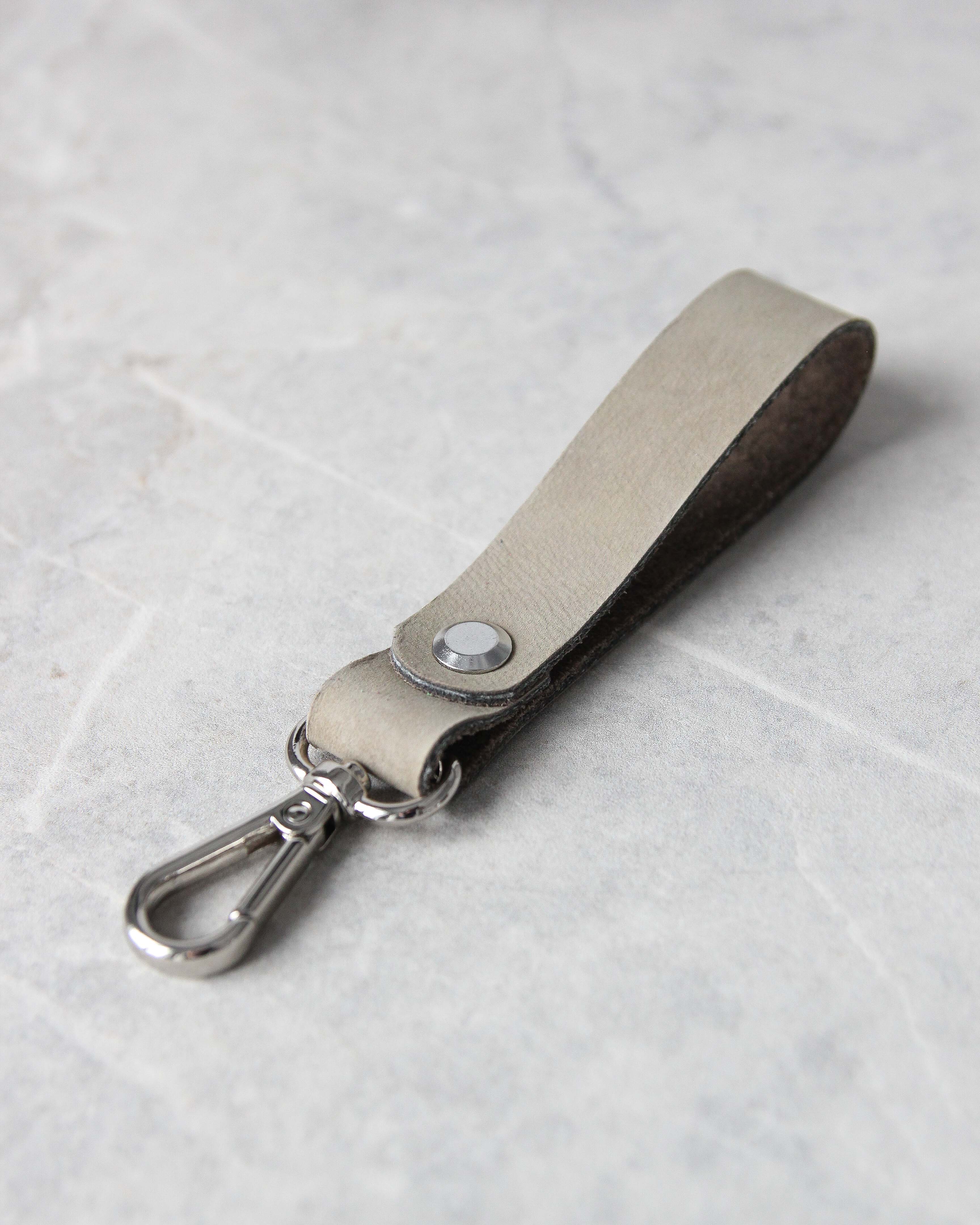 Leather Keyring, Sage Green, Silver Hardware