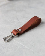 Load image into Gallery viewer, Leather Keyring, Tan, Silver Hardware
