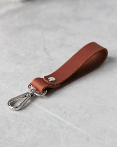 Leather Keyring, Tan, Silver Hardware
