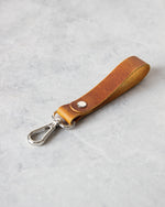 Load image into Gallery viewer, Leather Keyring, Yellow, Silver Hardware

