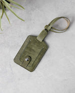 Charger l&#39;image dans la galerie, Leather Luggage Tag, Blue and Green, Front View
