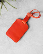 Charger l&#39;image dans la galerie, Leather Luggage Tag, Orange and Gray, Back View
