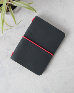 Leather Passport Cover, Black and Red, Top View