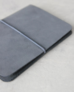 Leather Passport Cover, Blue-Gray, Detail View