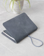 Charger l&#39;image dans la galerie, Leather Passport Cover, Blue-Gray, Side View
