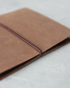 Leather Passport Cover, Brown, Detail View