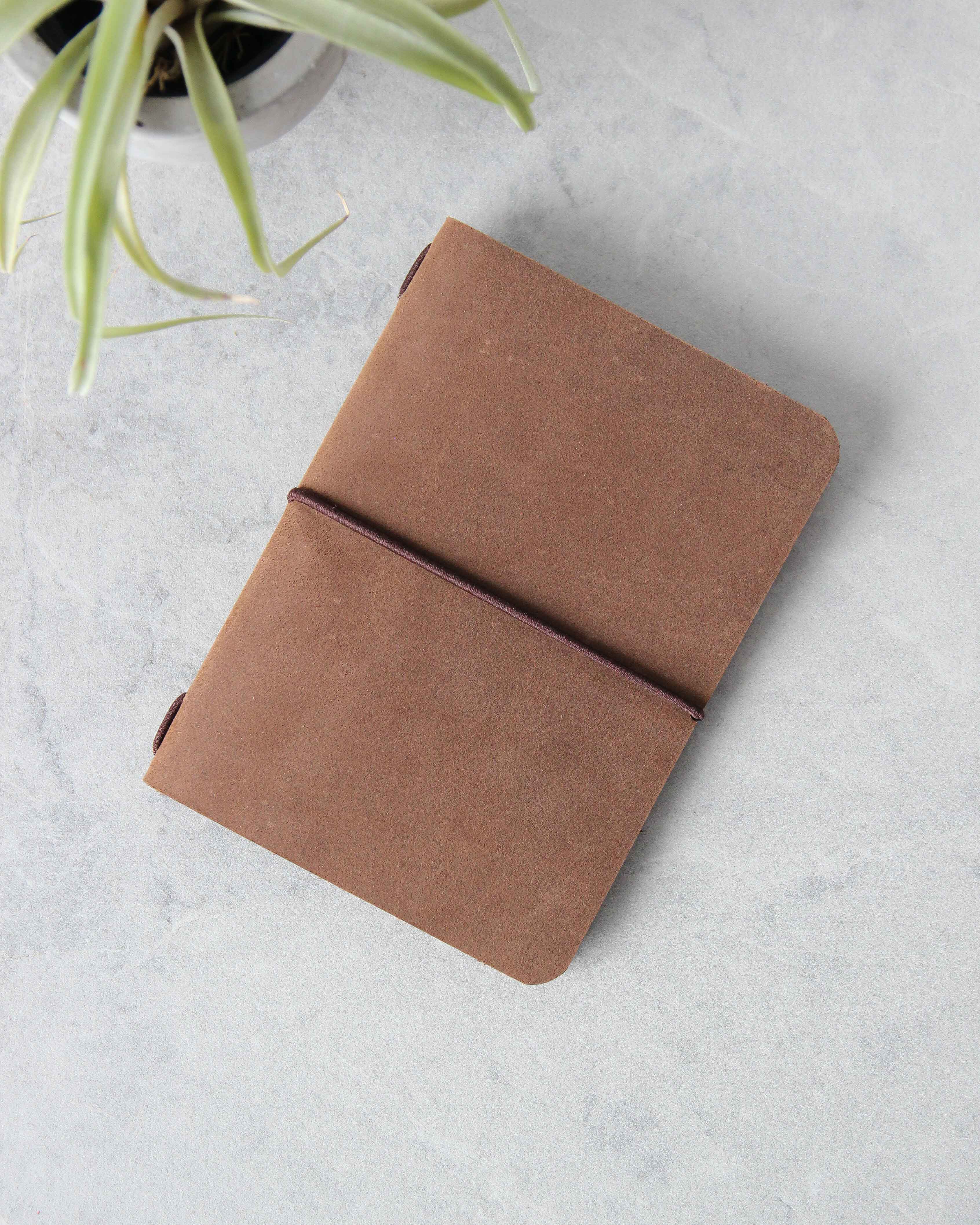 Leather Passport Cover, Brown, Top View