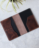 Charger l'image dans la galerie, Leather Passport Cover, Brown and Black, Empty view
