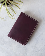 Charger l'image dans la galerie, Leather Passport Cover, Purple and Tan, Closed view
