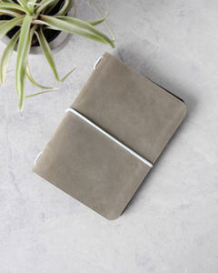 Leather Passport Cover, Sage green and white, Front View