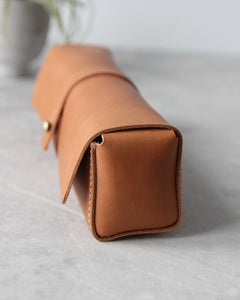 Leather Pencil Case, Beige, Side View