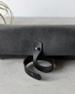 Load image into Gallery viewer, Leather Pencil Case, Black, Closure View
