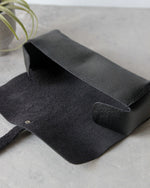 Load image into Gallery viewer, Leather Pencil Case, Black, Open View
